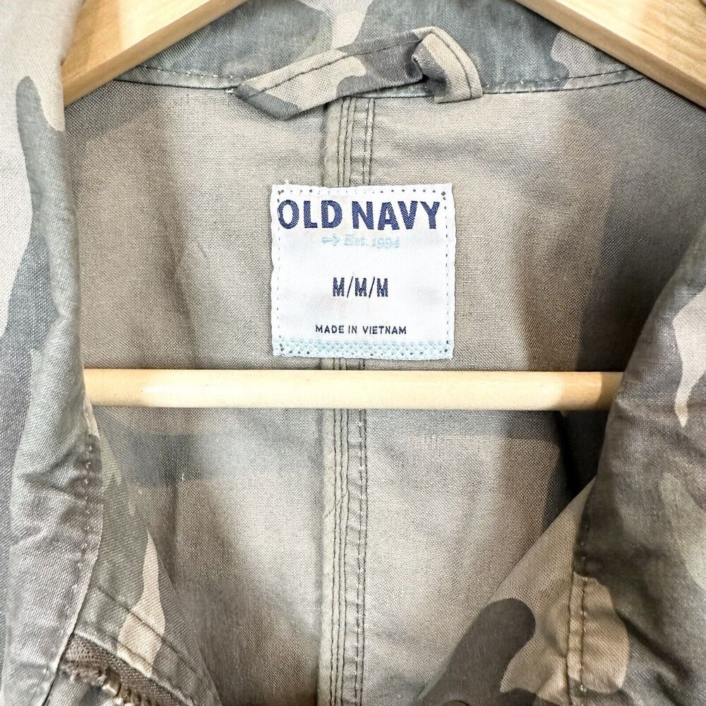 Old Navy Jacket Womens Medium Green Army Camo Utility Full Zip Long Sleeve - Picture 3 of 11